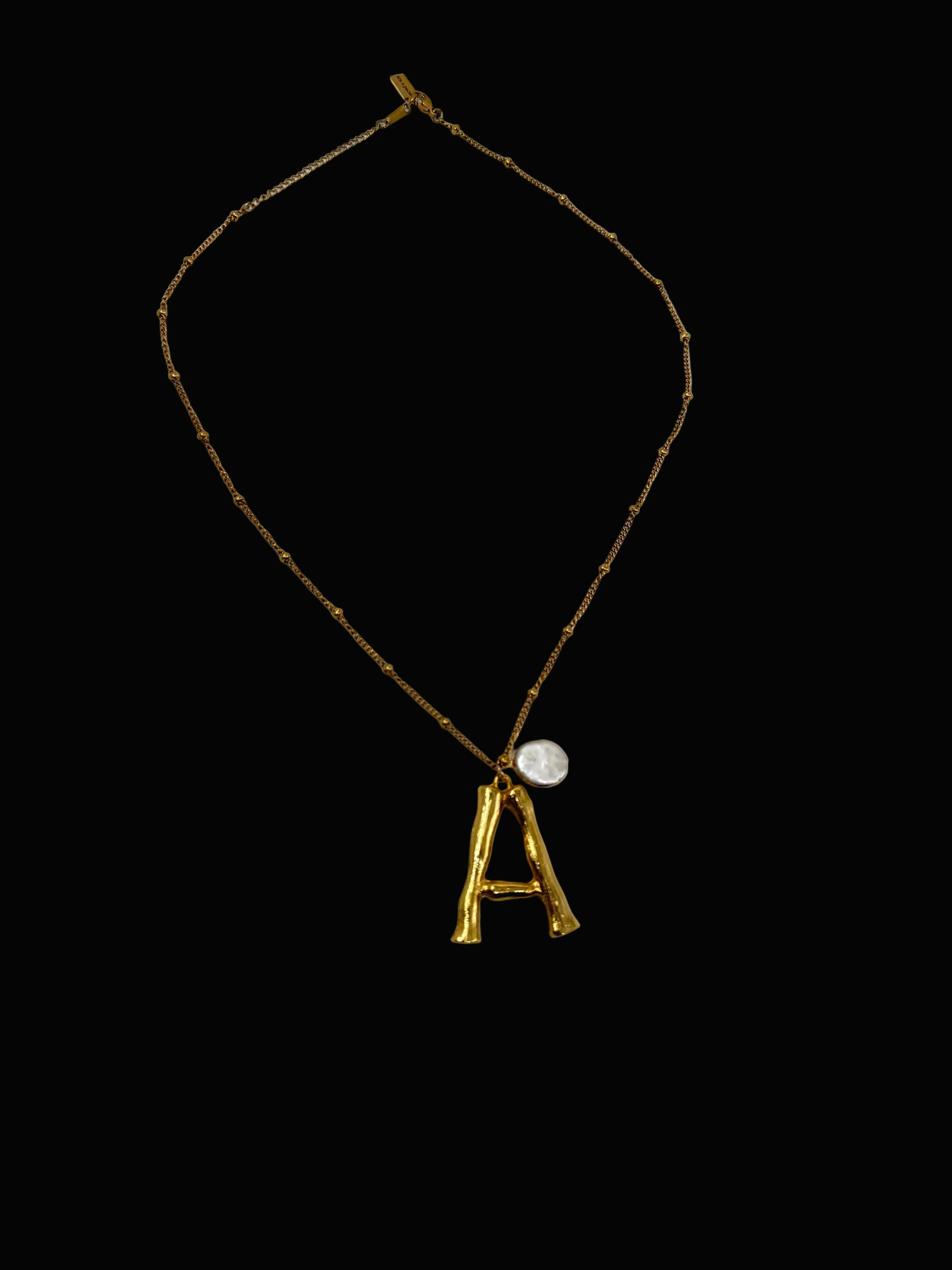 Signature Letter Necklace (Pearl)