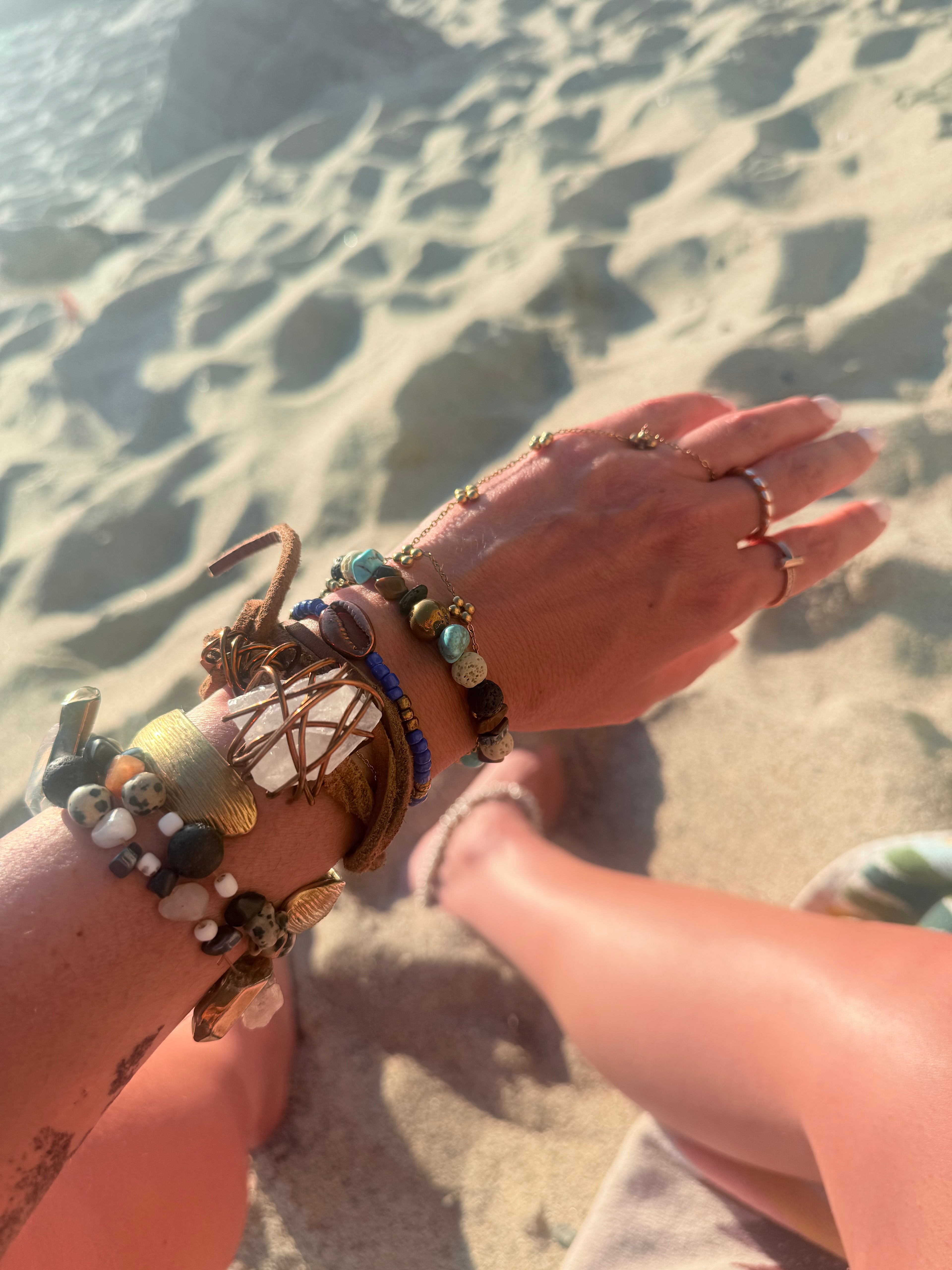Warrior Leather Wrap (White Quartz)
