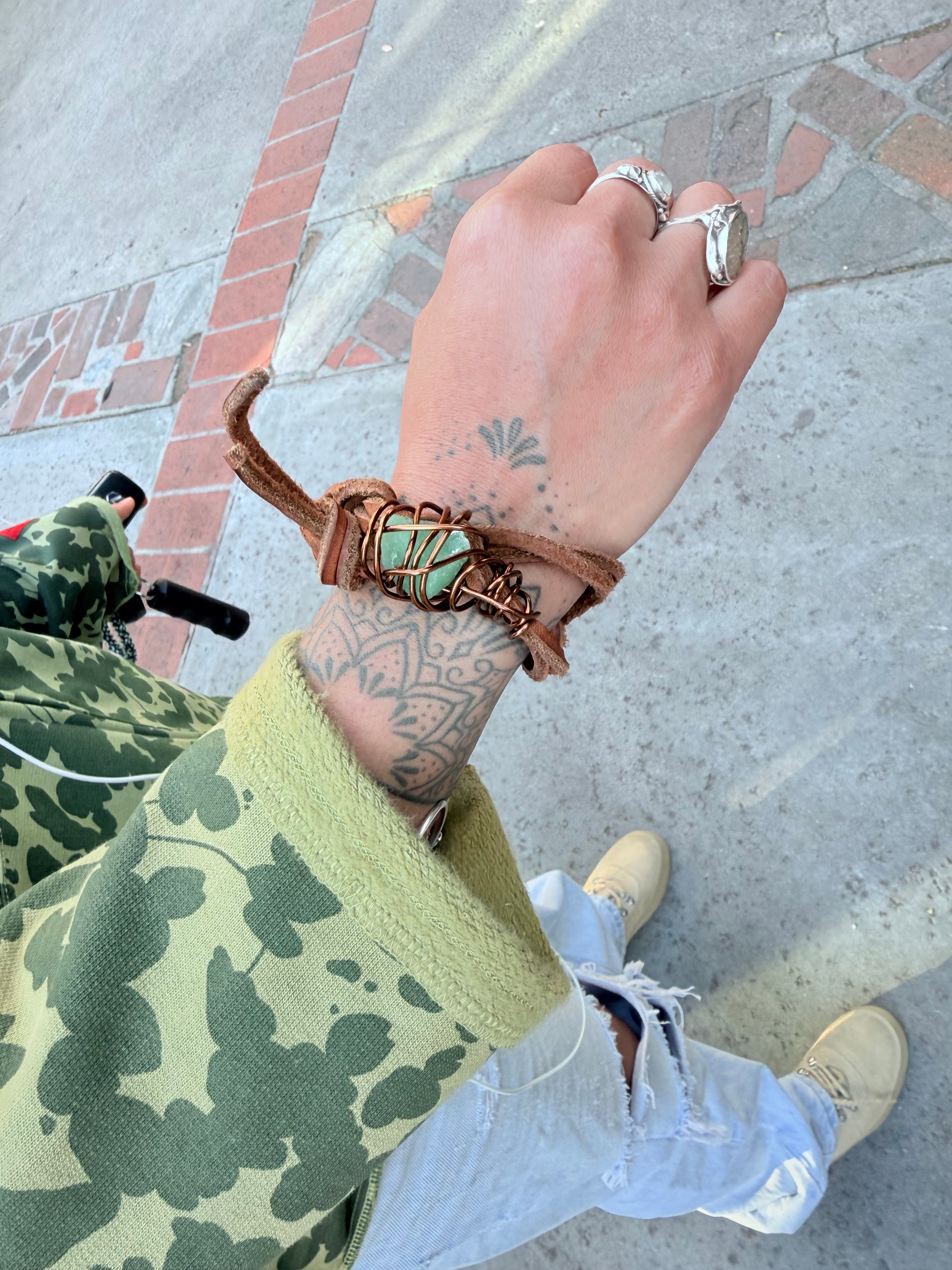 Warrior Leather Wrap (Aventurine)