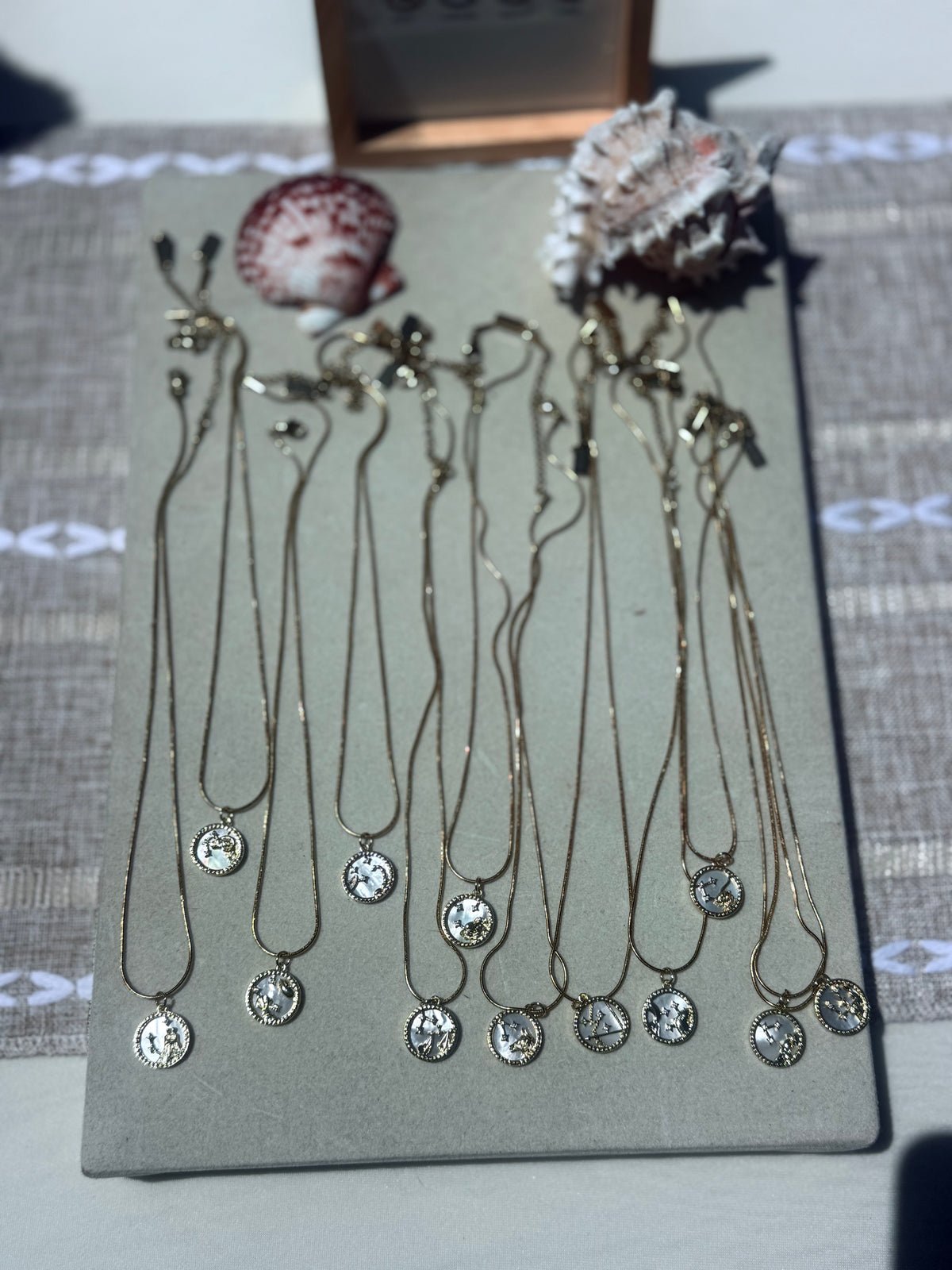 Mother of Pearl Zodiac Coin Necklace