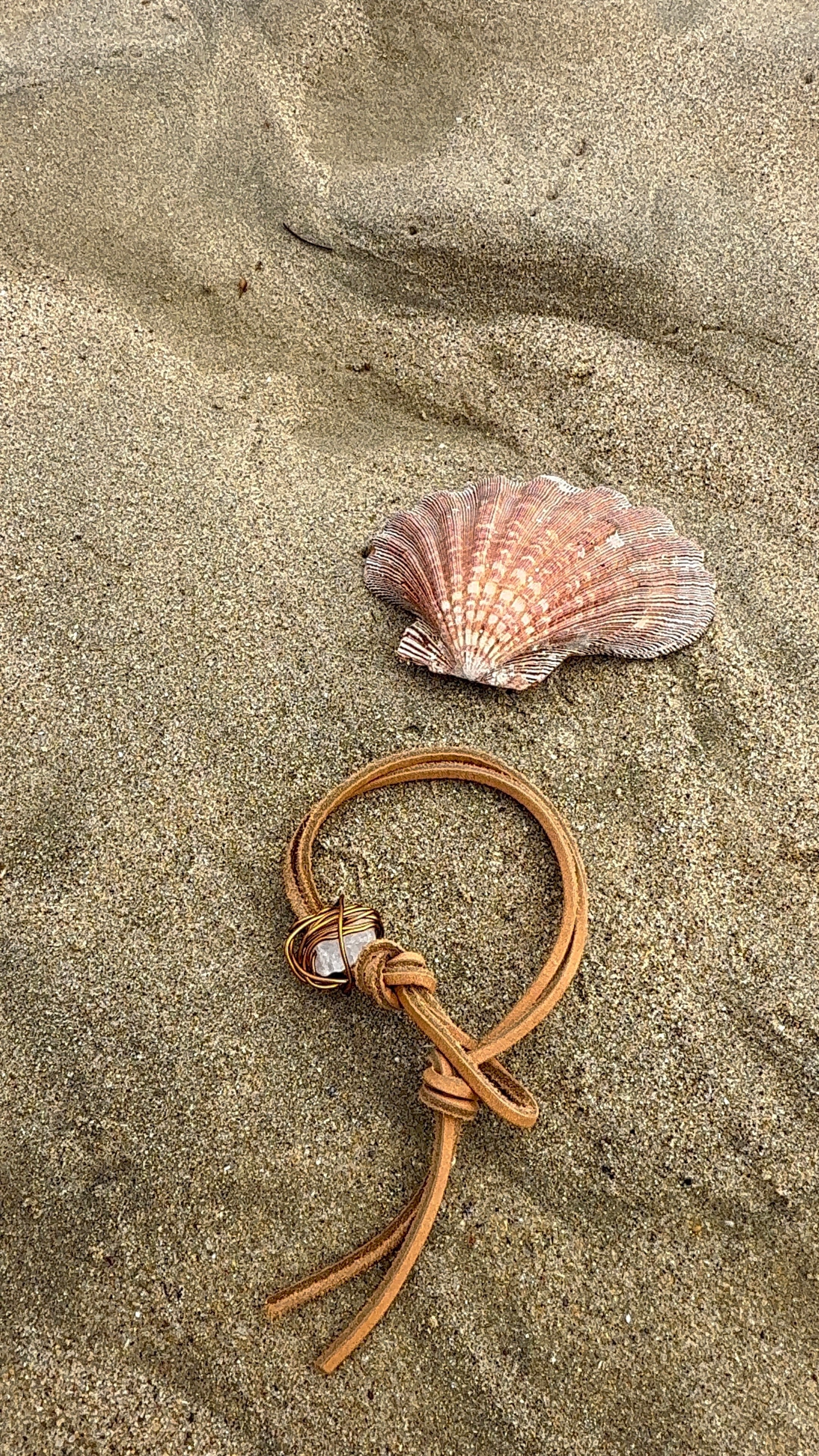 Warrior Leather Wrap (White Quartz)