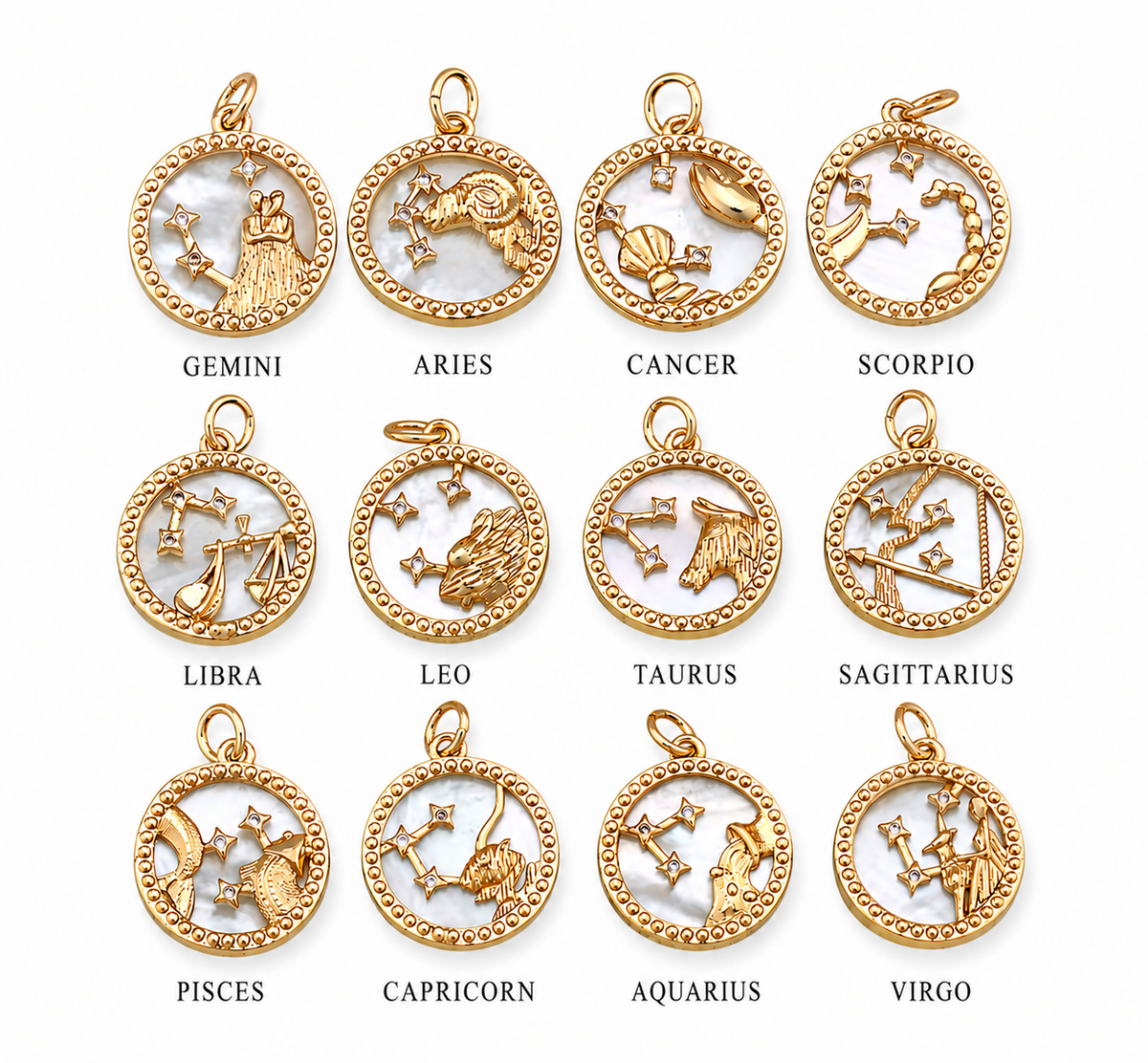 Mother of Pearl Zodiac Coin Necklace
