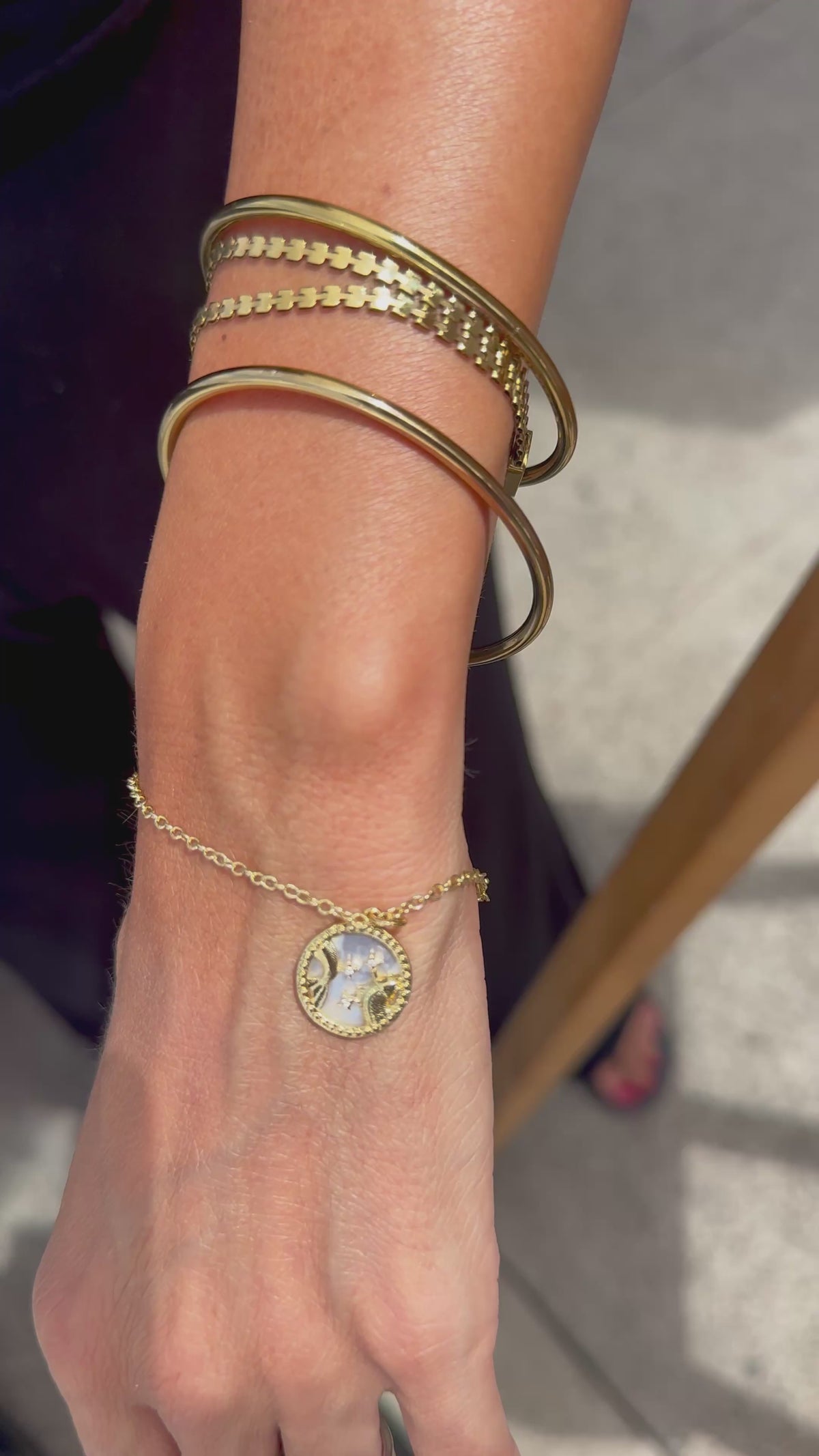 Mother of Pearl Zodiac Coin Bracelet