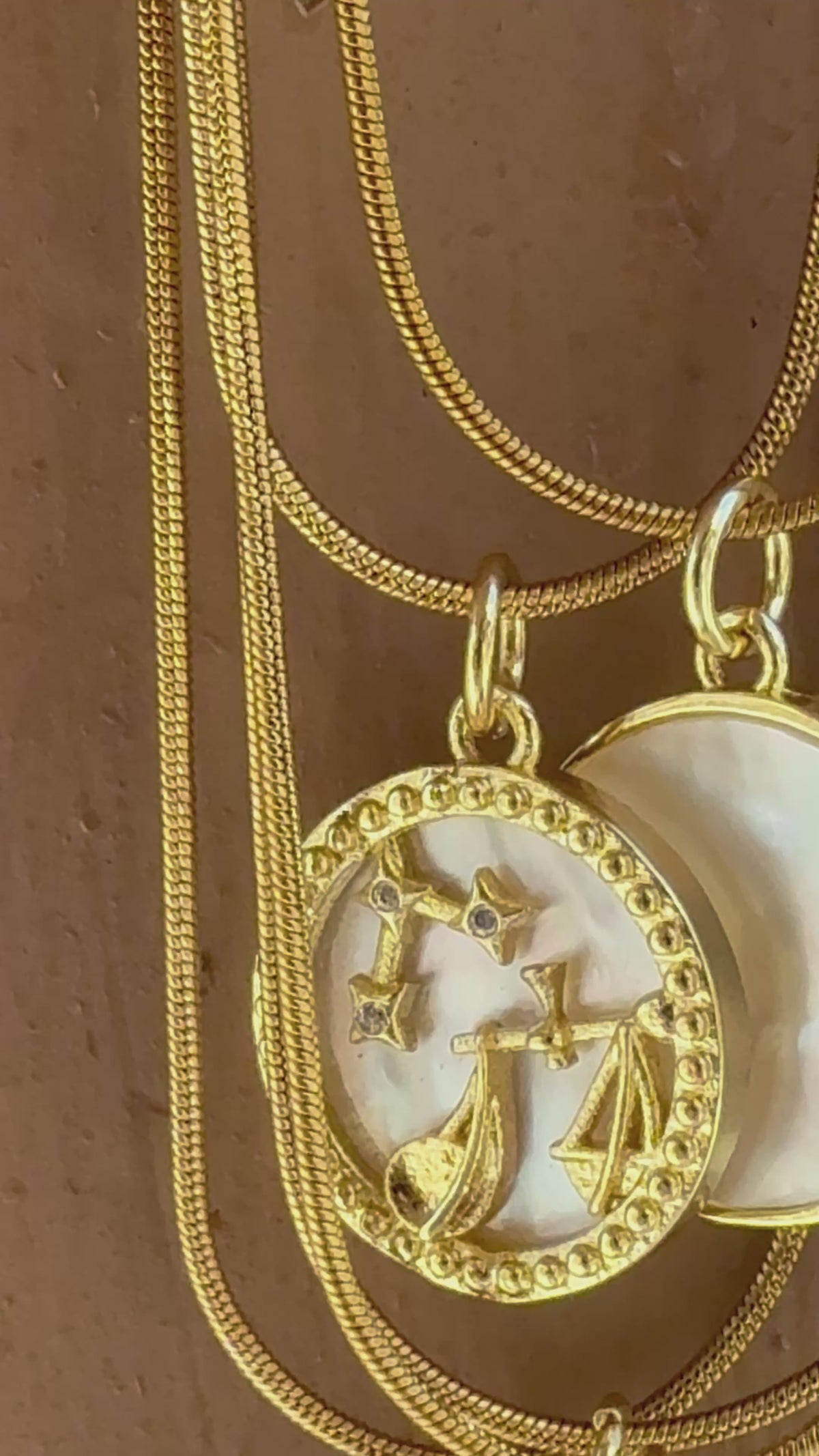 Mother of Pearl Zodiac Coin Necklace