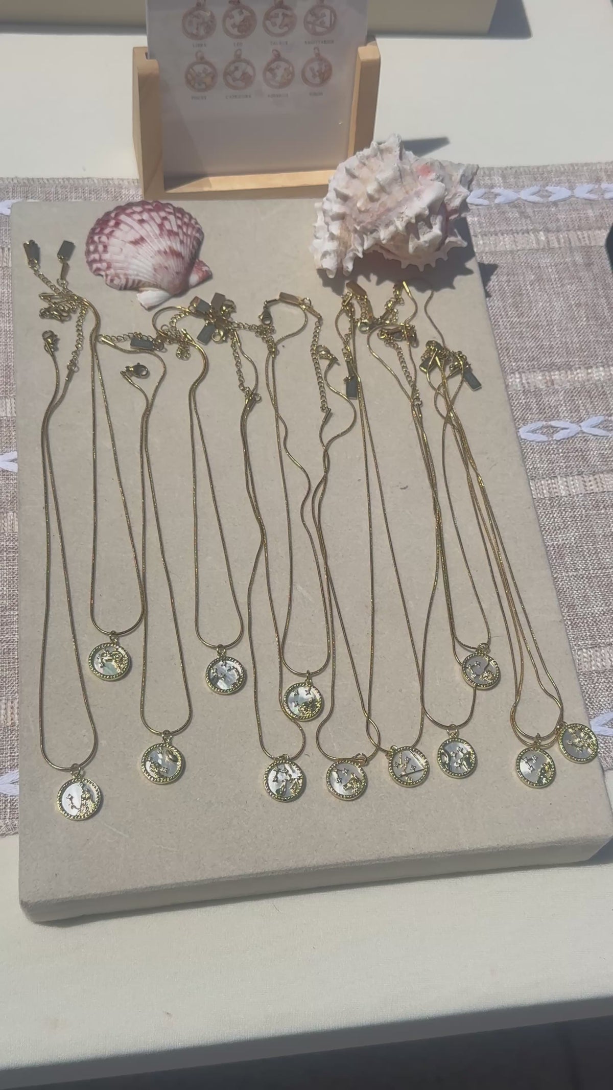 Mother of Pearl Zodiac Coin Necklace